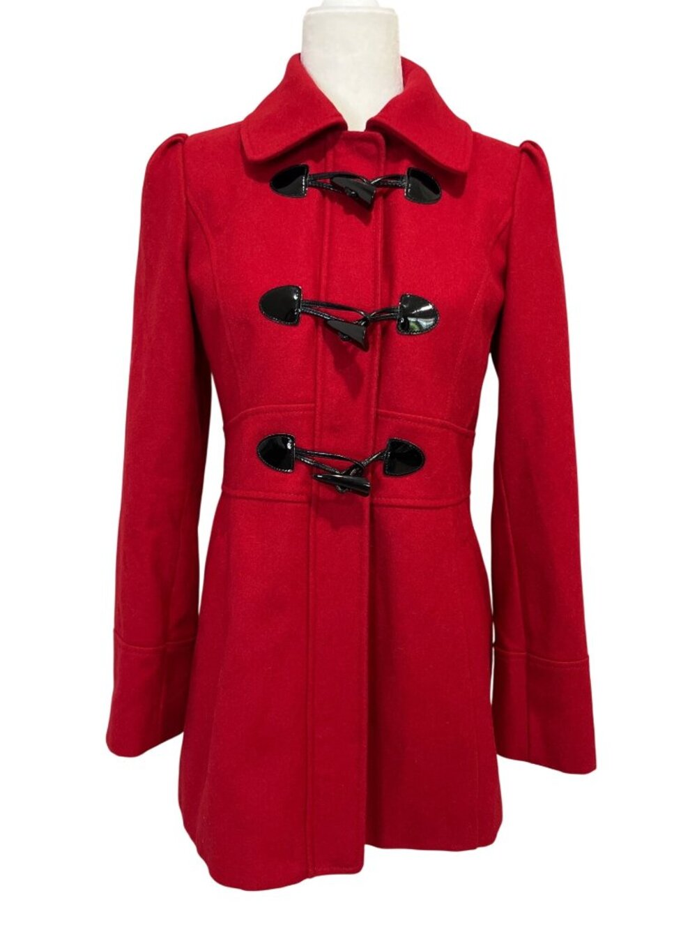 Guess Womens Size M Red Wool Blend Pea Coat With Toggle Closure Y2K